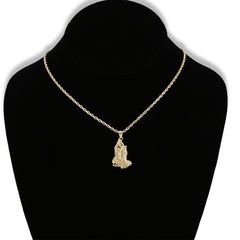10k Yellow Gold Mens Womens Praying Hands Pendant Religious 1.6g Charm