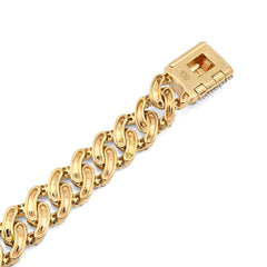 8MM 10k Yellow Gold 17.2g 3.8CTW Natural Diamond Cuban Link Mens Bracelet 8 Inch