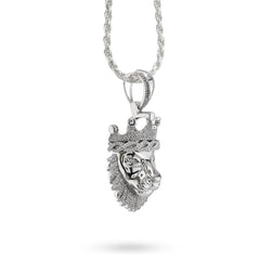 925 Sterling Silver 0.73CTW Natural Diamond Lion Head Mens Pendant 11.9g Charm