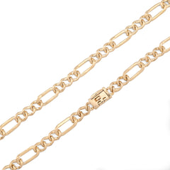 10k Yellow Gold 7.50CTW Pure Diamond 5.5MM ICED Figaro Chain 20In 19.6g Necklace