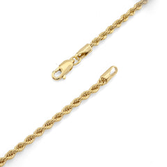 Bonded Rope Chain 4MM Real 1/10th 10k Yellow Gold 925 Silver 22In 4.3gm Necklace