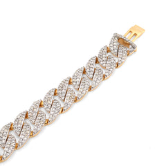 8MM 10k Yellow Gold 16.2g 3.9CTW Natural Diamond Cuban Link 8 Inch Mens Bracelet