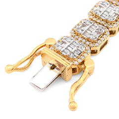 6MM 10k Yellow Gold 18.2g 4.12CTW Natural Round/Baguette Diamond Tennis Bracelet