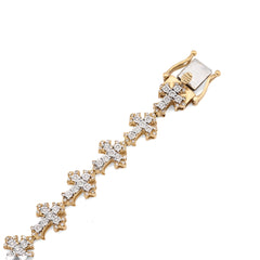 9.4MM 10k Yellow Gold 14gms 3.5CTW Natural Diamond Cross Link Bracelet 8 Inches