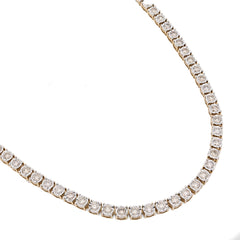 3MM 10k Yellow Gold 9.50CTW Natural Diamond 24gm Illusion Tennis Chain Necklace