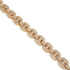 10MM 10k Yellow Gold 24.3gm 4.11CTW Pure Round/Baguette Diamond GG Link Bracelet