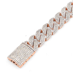 Mens 10MM 10k Rose Gold 26.2g 6.32CTW Natural Diamond Cuban Link Bracelet 8 Inch