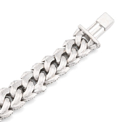 10MM 925 Sterling Silver 39.8gm 6.31CTW Natural Diamond Snake Cuban 8In Bracelet