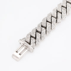 10MM 925 Sterling Silver 39.8gm 6.31CTW Natural Diamond Snake Cuban 8In Bracelet