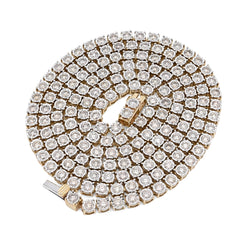 3MM 10k Yellow Gold 9.50CTW Natural Diamond 24gm Illusion Tennis Chain Necklace