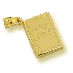 10k Yellow Gold Holy Bible Pendant 2.5g Religious Charm For Mens Womens