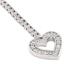 1.5MM 14k White Gold 6.5g 1.25CTW Natural Diamond Heart Tennis Bracelet 7 Inches