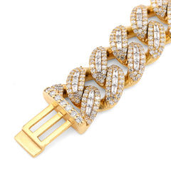 10MM 10k Yellow Gold 41.4g 5.47CTW Natural Round/Baguette Diamond Cuban Bracelet