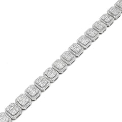 10k White Gold 8MM 31.7gms 5.67CTW Round/Baguette Diamond Square Tennis Bracelet