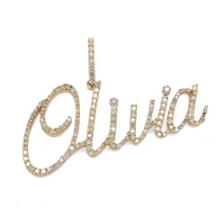 Fine 10k Yellow Gold 1CTW Natural Diamond Name "Olivia" Letter Pendant 3g Charm