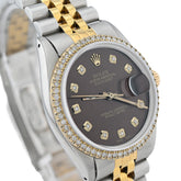 Rolex 36MM Datejust 1.5CT Natural Diamond Dial/Bezel Burgundy 2 Tone Jubilee Men Women Watch 16013