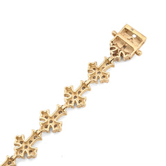 9.4MM 10k Yellow Gold 14gms 3.5CTW Natural Diamond Cross Link Bracelet 8 Inches