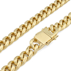 10MM Stainless Steel Gold Plated 20 Inch Cuban Link Chain 104.4gms Mens Necklace