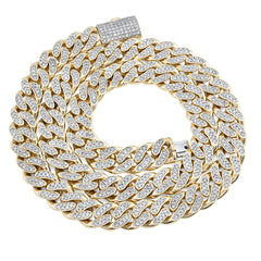11.5MM 10k Yellow Gold 9.7CTW Natural Diamond Cuban Link Chain 128.6gms Necklace