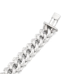 8MM 925 Sterling Silver 23.8g 3.9CTW Natural Diamond Snake Cuban Bracelet 8 Inch