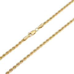 Bonded Rope Chain 4MM Real 1/10th 10k Yellow Gold 925 Silver 22In 4.3gm Necklace