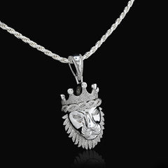 925 Sterling Silver 0.73CTW Natural Diamond Lion Head Mens Pendant 11.9g Charm