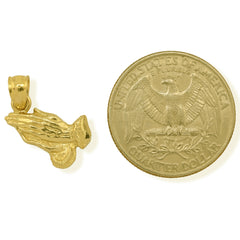 Pure 10k Yellow Gold Religious Praying Hands Pendant 1.1g Unisex Charm