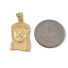 10k Yellow Gold Textured Mens Jesus Pendant Religious 2.1g Charm