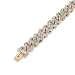8MM 10k Yellow Gold 17.2g 3.8CTW Natural Diamond Cuban Link Mens Bracelet 8 Inch