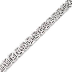 10k White Gold 8MM 31.7gms 5.67CTW Round/Baguette Diamond Square Tennis Bracelet