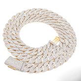 12MM 10k Yellow Gold 20.05 CTW 73.1gms Natural Diamond Cuban Chain 22In Necklace