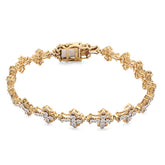 9.4MM 10k Yellow Gold 14gms 3.5CTW Natural Diamond Cross Link Bracelet 8 Inches