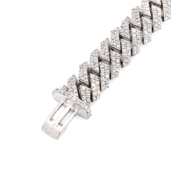 8MM 925 Sterling Silver 23.8g 3.9CTW Natural Diamond Snake Cuban Bracelet 8 Inch