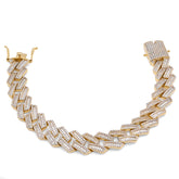 3.5MM 10k Real Yellow Gold 9CTW Moissanite 8.25" Cuban Link Men Women Bracelet 32gms