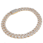 8MM 10k Yellow Gold 16.2g 3.9CTW Natural Diamond Cuban Link 8 Inch Mens Bracelet