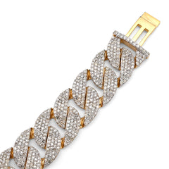 12MM 10k Yellow Gold 27.9g 7.5CTW Natural Diamond 8 Inch Cuban Link Men Bracelet
