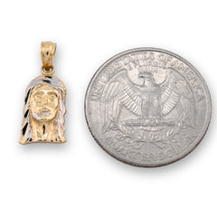 10k Yellow & White Gold Mens Jesus Pendant Religious 0.7g Charm