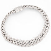 10MM 925 Sterling Silver 39.8gm 6.31CTW Natural Diamond Snake Cuban 8In Bracelet