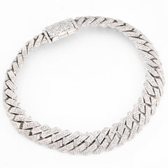 10MM 925 Sterling Silver 39.8gm 6.31CTW Natural Diamond Snake Cuban 8In Bracelet
