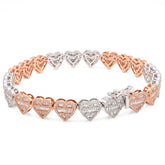 7.5MM 10k 2-Tone Gold 14.8g 2.72CTW Round/Baguette Diamond Heart Tennis Bracelet