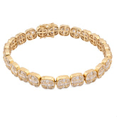 8.25MM 10k Gold 19.9gms 7.82CTW Round/Baguette Diamond Square Tennis Bracelet