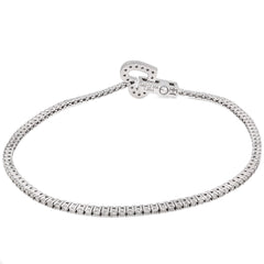 1.5MM 14k White Gold 6.5g 1.25CTW Natural Diamond Heart Tennis Bracelet 7 Inches