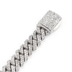 8MM 925 Sterling Silver 23.8g 3.9CTW Natural Diamond Snake Cuban Bracelet 8 Inch