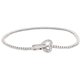 1.5MM 14k White Gold 6.5g 1.25CTW Natural Diamond Heart Tennis Bracelet 7 Inches