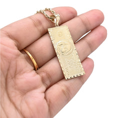 Real 10k Yellow Gold $100 Dollar Bill Money Pendant 4.3g Mens Charm For Necklace