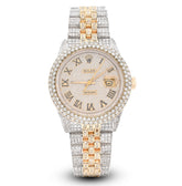 Rolex 36MM Datejust 15.75CT Natural Diamond Bussdown Roman Numeral Dial Jubilee Band 2 Tone Yellow Watch
