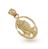 10k Yellow Gold Unisex Adults Praying Hands Pendant Religious 1.9g Charm