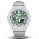 G-Shock GM2100 8.20CT Natural Diamond Mosaic Set Green Dial Grey Strap Men Watch