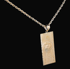 Real 10k Yellow Gold $100 Dollar Bill Money Pendant 4.3g Mens Charm For Necklace