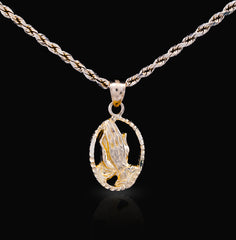 10k Yellow Gold Unisex Adults Praying Hands Pendant Religious 1.9g Charm